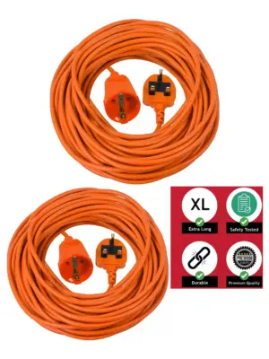 20m Ryobi Power Cable with UK 3‑Pin Plug for Lawn Mower & Trimmer
