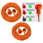 20m Worx Power Cable UK 3‑Pin Plug for Lawn Mower, Trimmer & Chainsaw