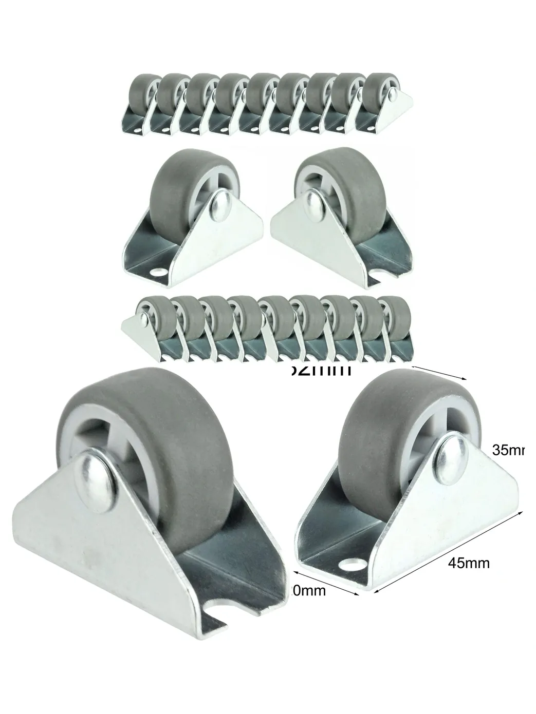 20pcs 32mm Low-Profile Fixed Caster Wheels for Furniture Flight Cases