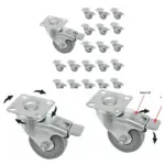 20pcs 50mm Heavy‑Duty Swivel Caster Wheels with Brakes for Furniture