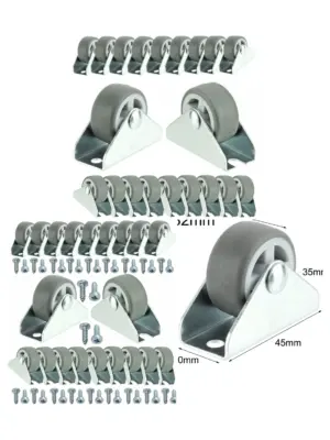 20pcs Mini Rubber Caster Wheels 32mm 1in with Screws for Trolleys