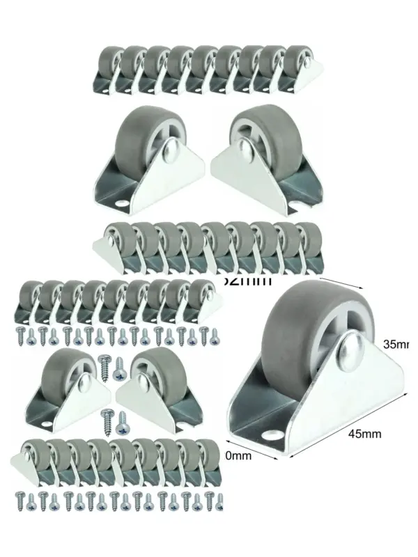 20pcs Mini Rubber Caster Wheels 32mm 1in with Screws for Trolleys