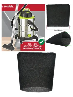 22 cm Foam Filter Sleeve for Guild 16L/30L Wet-Dry Vac GWD30