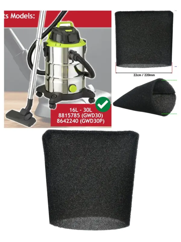 22 cm Foam Filter Sleeve for Guild 16L/30L Wet-Dry Vac GWD30