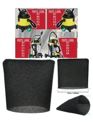 22 cm Foam Filter Sleeve for Lidl Parkside Vacuums PNTS 1250-1500