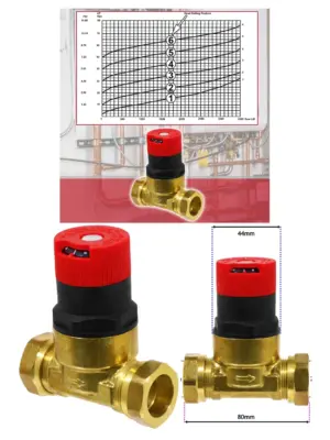 22mm Automatic Bypass Valve – Boiler & Radiator 50 L/min Pressure