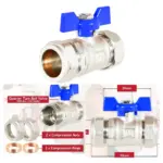 22mm Blue-Handle Quarter-Turn Butterfly Compression Ball Valve Kit