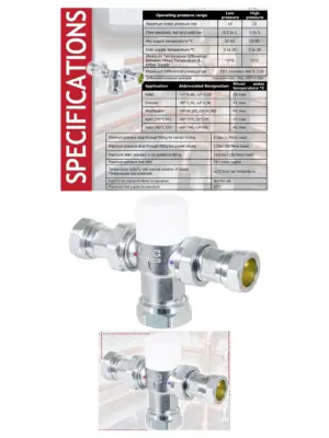 22mm Brass Thermostatic Mixing Valve Kit – Chrome TMV for Water Supply