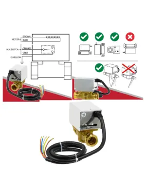22mm Motorised 2-Port Zone Valve for Honeywell V4043 Boiler Heating