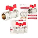 22mm Red-Handle Butterfly Lever Ball Valve Kit – Quarter Turn Shutoff