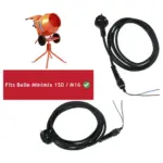 240V Power Cable for Belle Minimix 150 Cement Mixer - M16 3-Pin Plug