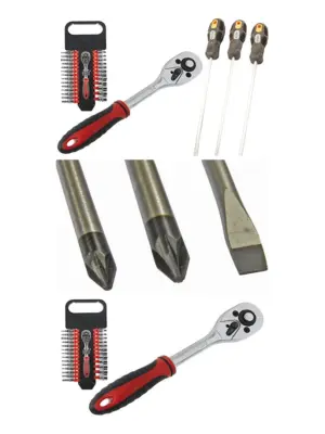 25cm Phillips Screwdriver + 27-Piece Ratchet Wrench & Socket Set