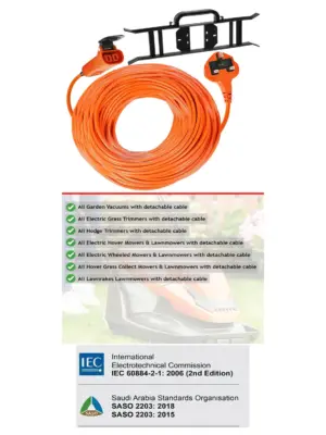 25m Flymo Cable with Winder for Lawn Mower, Strimmer & Hedge Trimmer