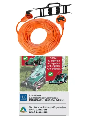 25m Power Cable & Winder Bracket for Bosch Rotak Ergoflex Lawn Mower