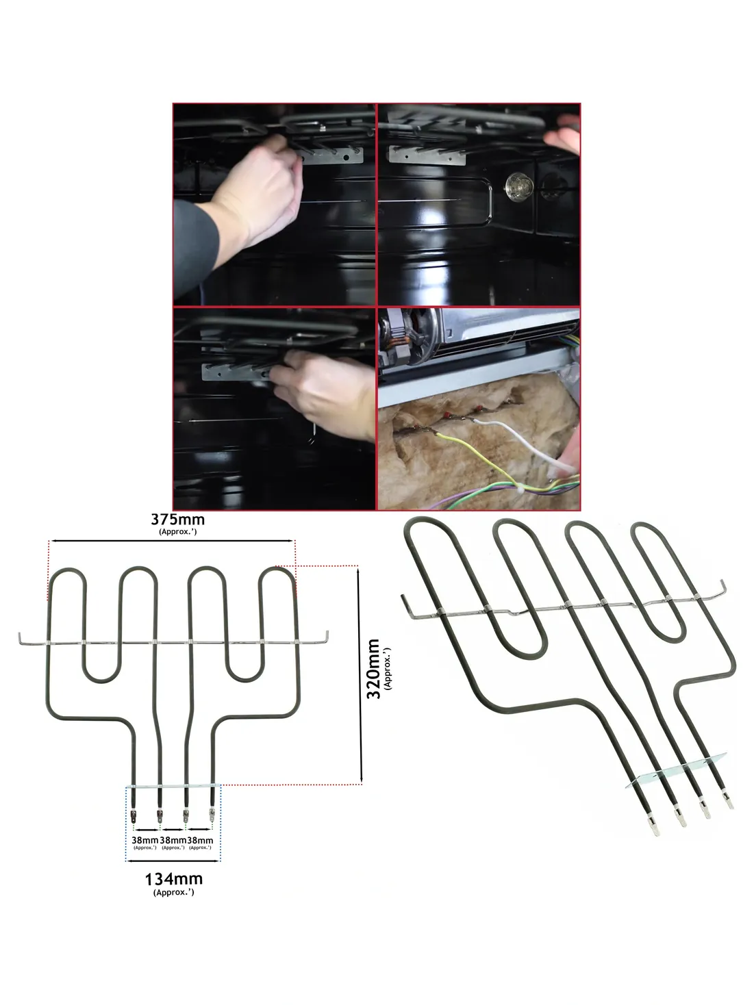 2660W Dual Grill Element for Indesit Oven fits ID60C2, FIMD23, KDP60C