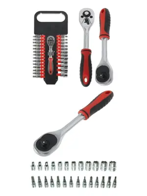 27‑Piece Compact Stubby Ratchet Socket & Bit Set for DIY Auto Repair