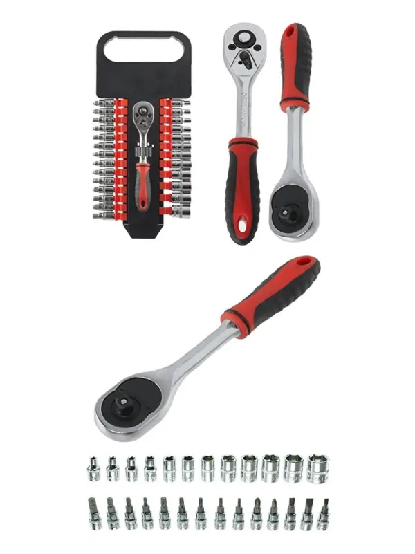 27‑Piece Compact Stubby Ratchet Socket & Bit Set for DIY Auto Repair