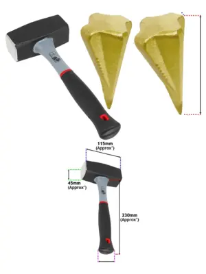 2kg Club Mallet Log Splitter with Wood Splitting Maul & Wedge