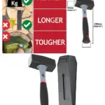 2kg Lump Hammer Club Mallet with 6lb Wood Splitter & 10 Chisel Wedges