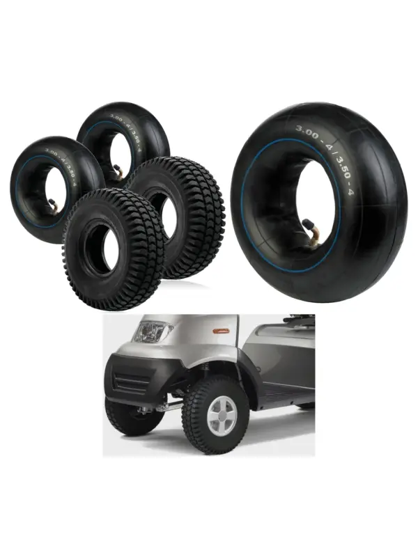3.00-4 Pneumatic Mobility Scooter Tire Set - 260x85, 4 Rims + 2 Tubes