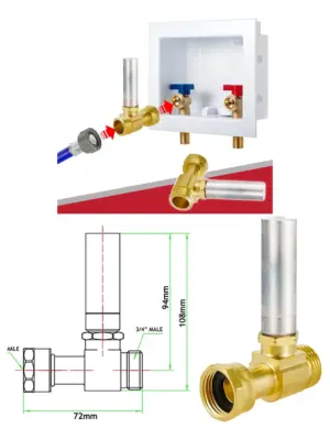 3/4" Brass Water Hammer Arrestor for Washing Machine & Dishwasher