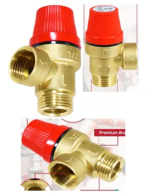 3 Bar Brass Boiler Pressure Relief Valve – 1/2" BSP Male to Female PRV