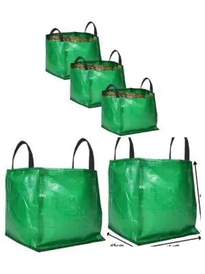 3 Heavy-Duty Large Garden Waste Bags – Tear-Resistant Woven Plastic