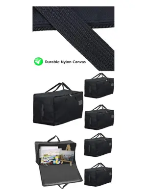 3‑Pack 100L Black Canvas Art Bag – Extra‑Large Organizer for Paintings