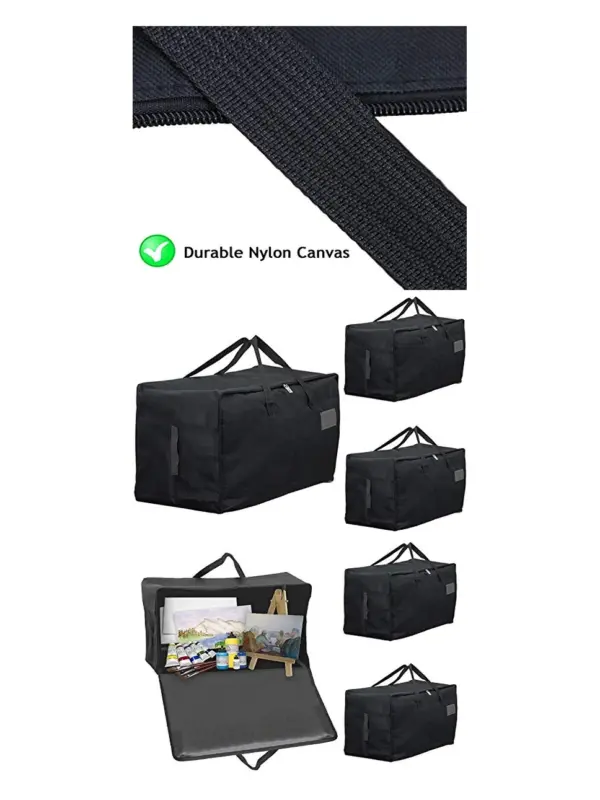 3‑Pack 100L Black Canvas Art Bag – Extra‑Large Organizer for Paintings