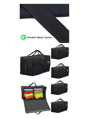 3‑Pack 100L Black Canvas Wardrobe Organizer for Clothes & Shoes