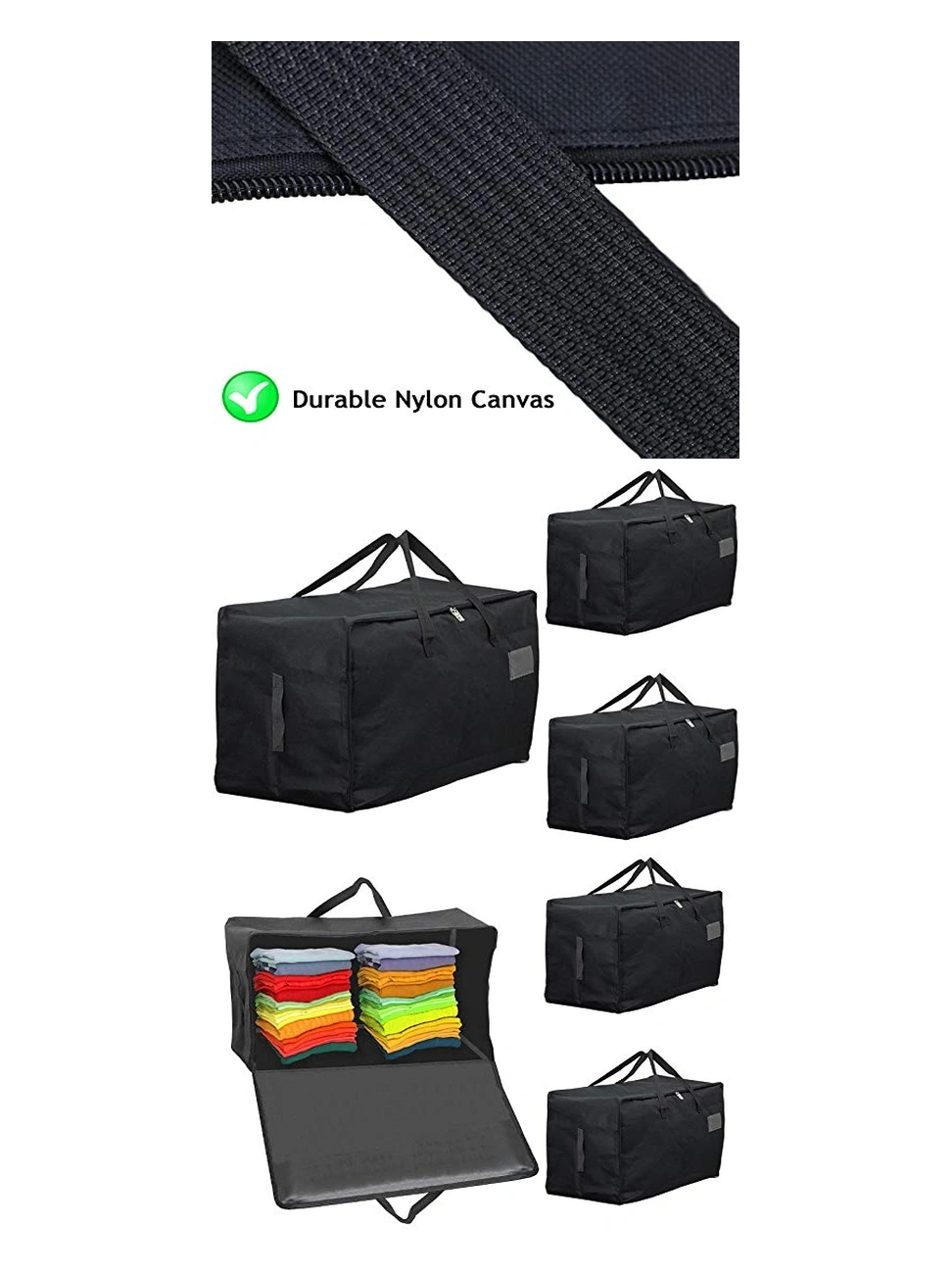 3‑Pack 100L Black Canvas Wardrobe Organizer for Clothes & Shoes