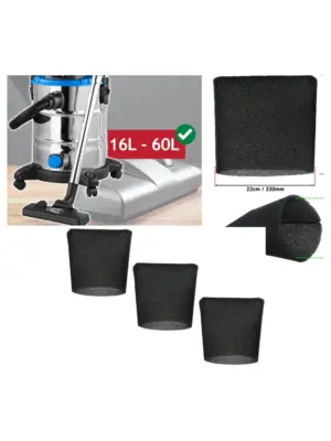 3‑Pack 22 cm Foam Filter Sleeve for Vacmaster Wet/Dry Vac