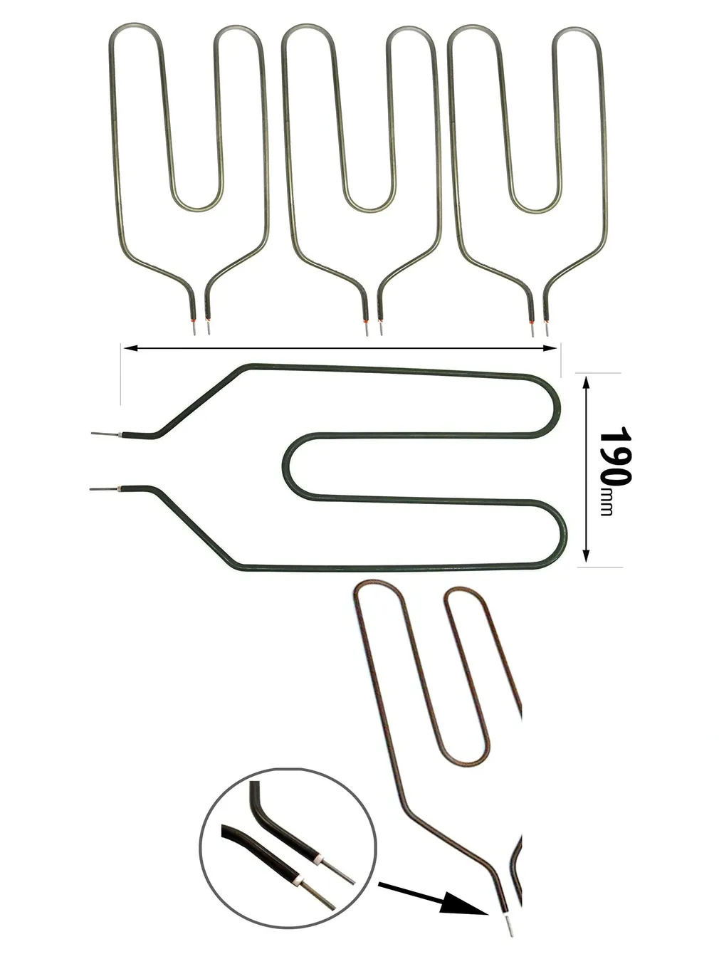 3‑Pack 850W Crank‑Neck Heater Element for CREDA Night Storage Heaters