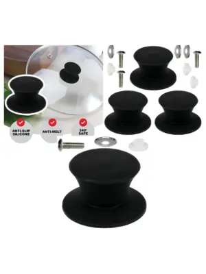 3-Pack Black Silicone 47mm Lid Handle for Saucepan & Steamer