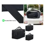 3‑Pack Extra‑Large Black Canvas Car Trunk Organizer – 100L Bags