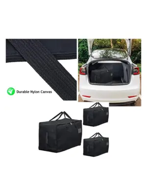 3‑Pack Extra‑Large Black Canvas Car Trunk Organizer – 100L Bags
