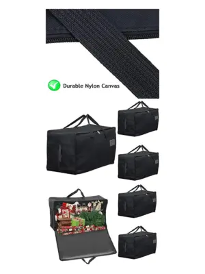 3‑Pack Extra‑Large Black Canvas Christmas Tree Organizer Bag – 100L