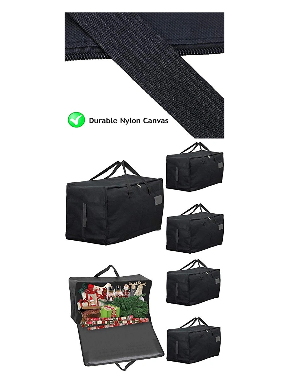 3‑Pack Extra‑Large Black Canvas Christmas Tree Organizer Bag – 100L