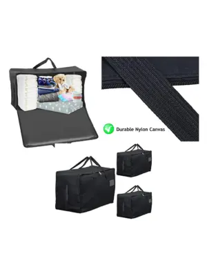 3 Pack Extra Large Black Canvas Diaper Changing and Storage Tote 100L