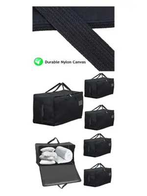 3‑Pack Extra‑Large Black Canvas Duvet & Pillow Storage Bags – 100L