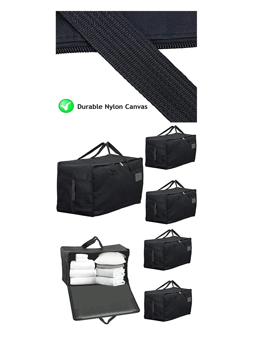 3 Pack Extra Large Black Canvas Laundry Bag 100L Washable Storage