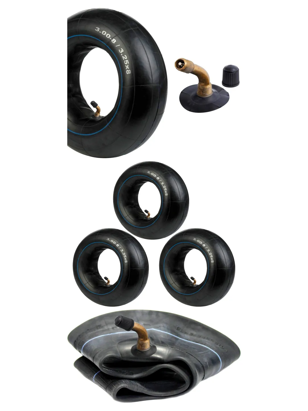 3 Pack Pneumatic Inner Tubes 3.00x8 & 3.25x8 for Wheelbarrow & Scooter