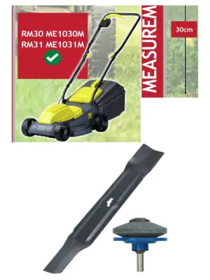 30cm Metal Blade for Sovereign RM30/RM31 Lawn Mower + Drill Sharpener