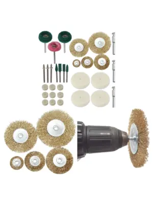 31-Piece 3.2mm Drill Buffing Wheel Set, Wire Brush Kit & Rust Removal