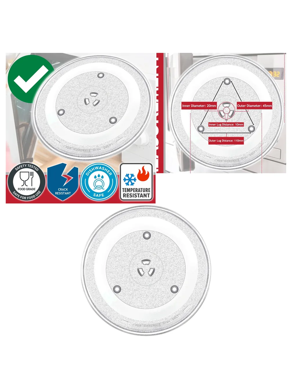 315mm Universal Glass Microwave Turntable Plate – Fits Most Ovens