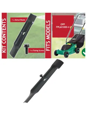 32cm B&Q FPLM1000-4 Lawn Mower Blade with Metal Cutter & Screw
