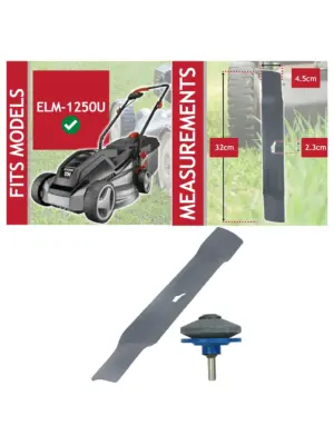 32cm Metal Blade for Ozito ELM-1250U Lawn Mower + Drill Sharpener