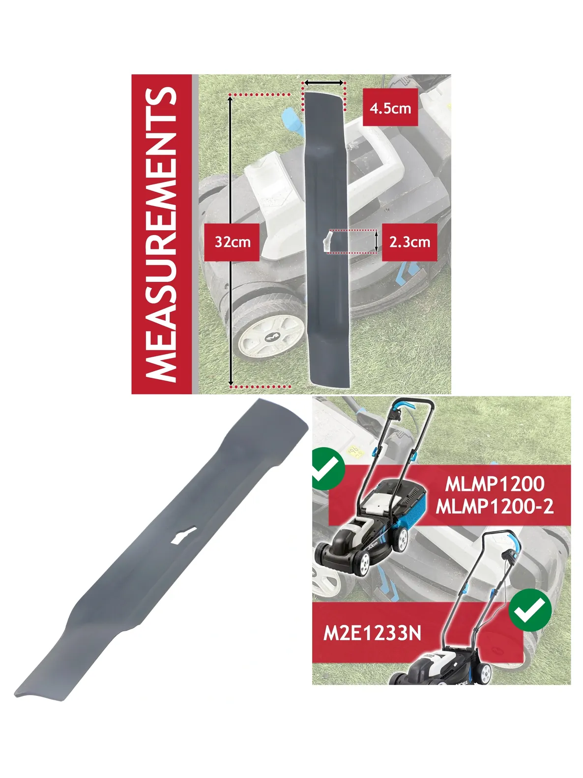 32cm Metal Replacement Blade for Mac Allister MLMP1200 Lawn Mower