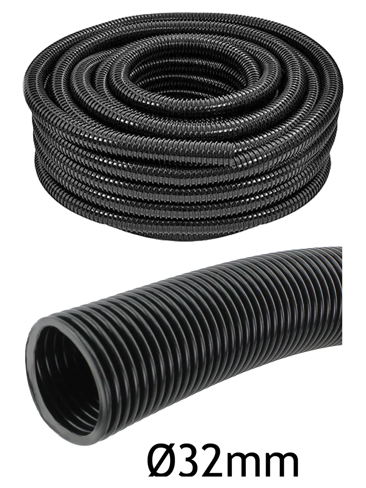 32mm Corrugated Flexible Garden & Pond Hose - 20m Marine-Grade Tube