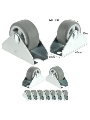32mm Low-Profile Mini Caster Wheels – Fixed 1" Set of 16 for Cases